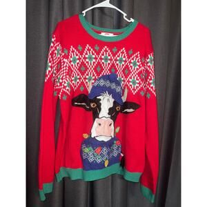 Ugly Christmas Sweater Xmas Size XL Cow
